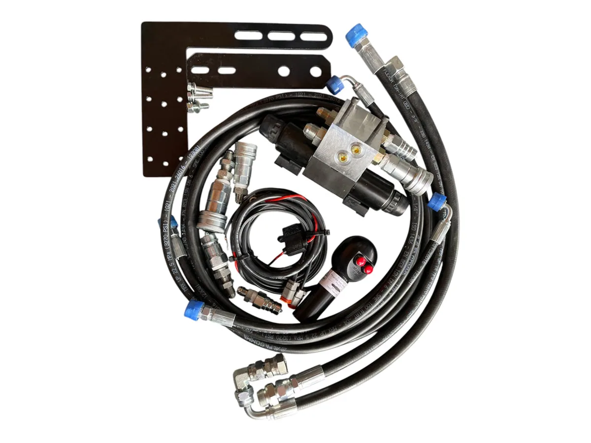 Mangueras hidráulicas, acoples, válvula de control y accesorios de montaje